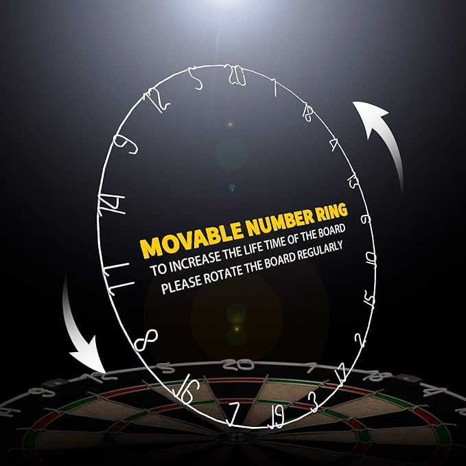 LinkVisions Dartboard with Staple-Free Bullseye, 18g Steel Tip Darts Set,12 Steel Tip Darts 18g, Dartboard Mounting Kits Included