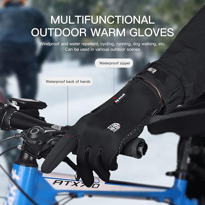 Winter Thermal Gloves for Men and Women, Waterproof Windproof and Non-Slip Gloves, Warm Touch Screen Gloves for Outdoor Running, Cycling, Driving