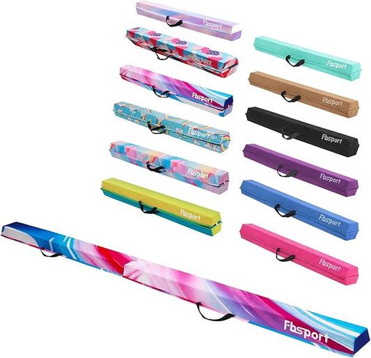 FBSPORT 8ft/6ft Balance Beam: Folding Floor Gymnastics Equipment for Kids Adults,Non Slip Rubber Base, Gymnastics Beam for Training, Practice, Physical Therapy and Professional Home Training