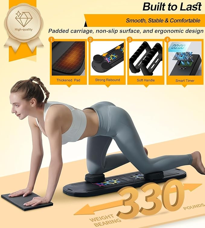 Pilates Reformer Set - Pilates Board for Home Workout, All in One Pilates Equipment with Timer, Home Pilates Machine Kit, Exercise Board, Ab Core Trainer, Core Workout Equipment