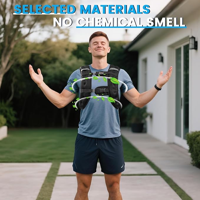 Weighted Vest, 6lb/8lb/12lb/16lb/20lb/30lb for Men, Women with Reflective Stripe, Weight Vests Adjustable for Workout, Strength Training, Running, Fitness, Muscle Building, Weight Loss