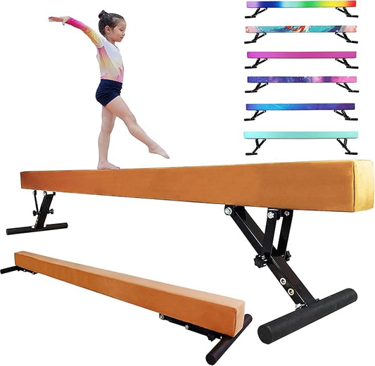 Adjustable Balance Beam Gymnastics Beam 8 FT Adjustable Height Beams for Kids, High and Low Floor Beams,Gymnastics Equipment for Kids Adults Training at Home and Gym Center