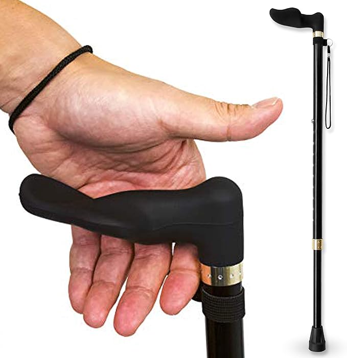 RMS Orthopedic Walking Cane - Offset Cane to Fit Individual's Palm Naturally - Ideal for Anyone with Arthritis or Carpal Tunnel Syndrome (Choose Left Hand or Right Hand)