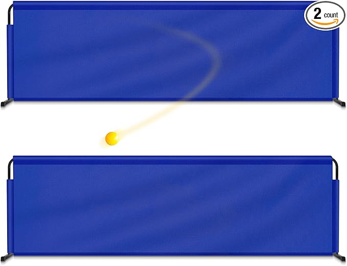 2 Pcs 92" x 27.5" Table Tennis Baffle Barrier Table Tennis Field Fence 420d Oxford Cloth Court Surround Barrier Block for Quicker and Easier Pick Up, Blue