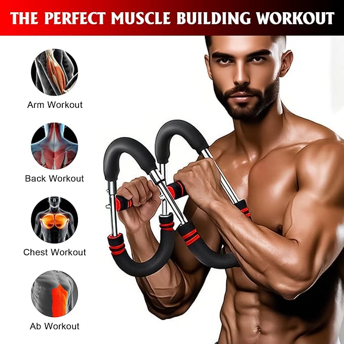 Twister Arm Trainer, Adjustable Chest Workout Equipment, Arm Trainer for Men, Portable Power Twister Bar, Detachable Design Fitness Anywhere