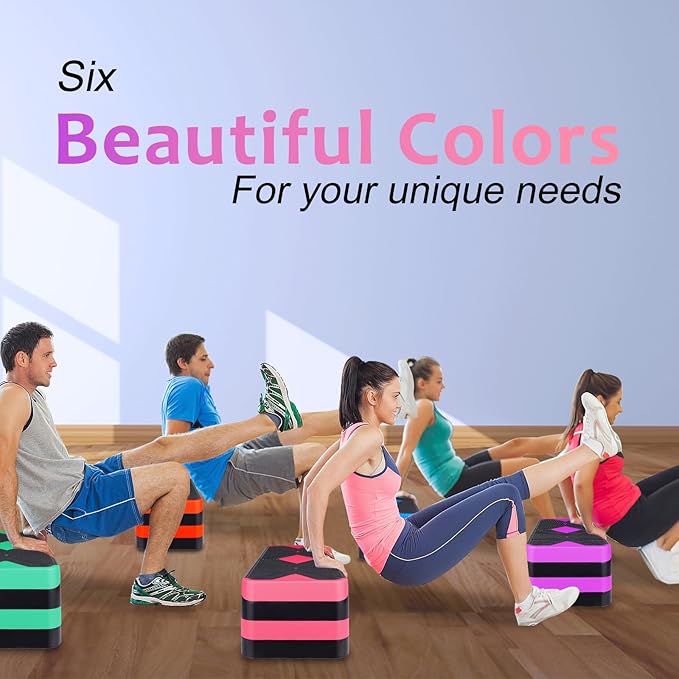 Exercise Workout Aerobic Step Platform Trainer, 27" Aerobic Stepper with 4"-6"-8" Adjustable Height Risers