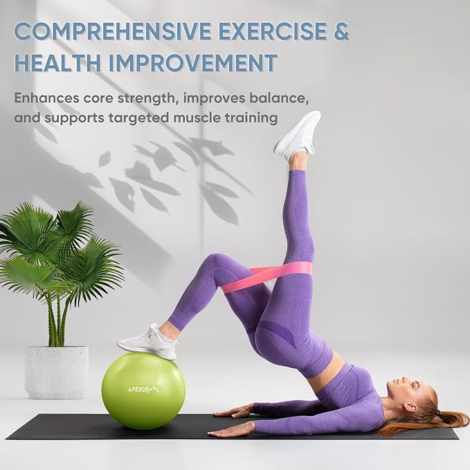 APEXUP Yoga & Pilates Ball - Anti Slip Heavy Duty Gym Ball for Fitness, Balance & Core Workout