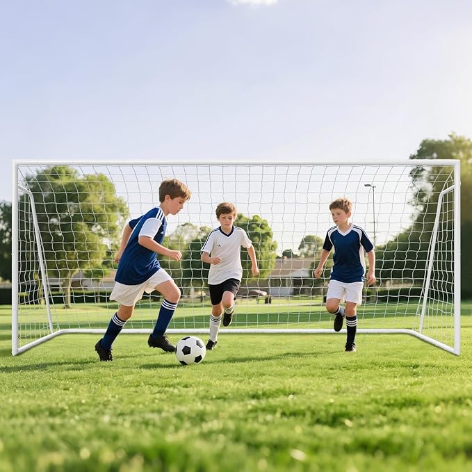 Docred 6x4/8x6/10x6.5/12x6/16x7ft Soccer Goals, Foldable Steel Soccer Goal for Backyard, Weatherproof Metal Soccer Goal for Teens/Adults Practice Training