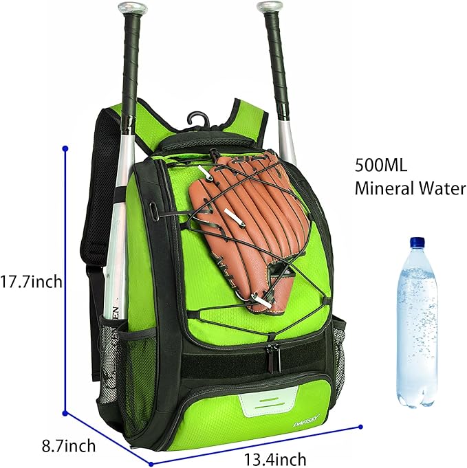 Baseball Bag Softball Backpack - Youth Adult T Ball Bat Equipment Bag with Bat Helmet Holders, Shoe Compartment