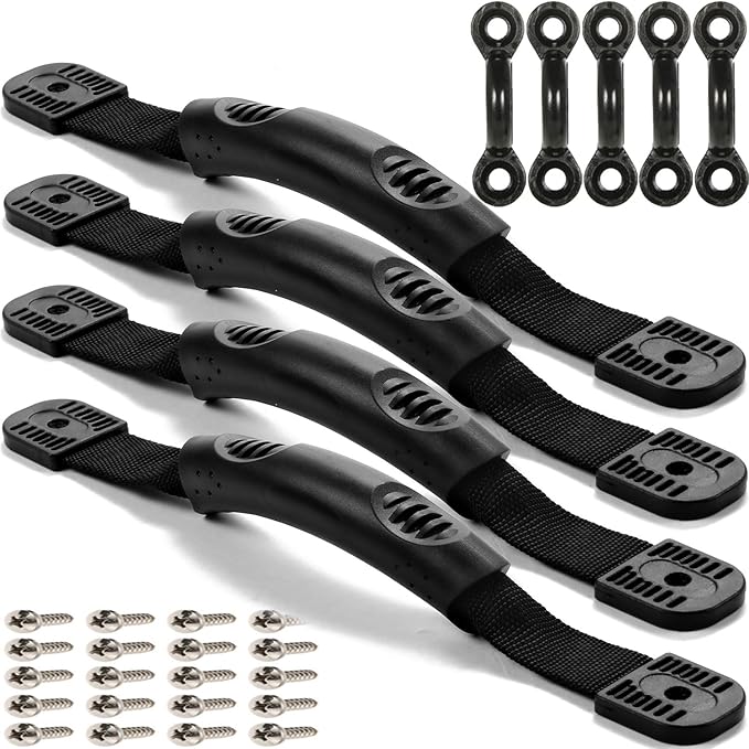 2Pcs Kayak Canoe Carry Handles, Kayak Boat Side Mount Paddle Park Handles - 5PCS Pad Eye with 10 PCS Screws for Boat Kayak Deck Rigging Kit