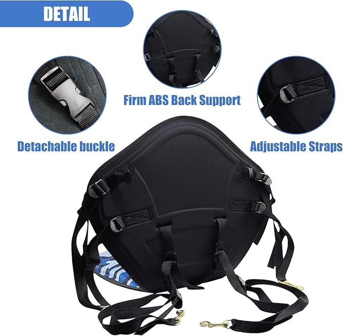 Deluxe Padded Kayak Seats - Premium Shockproof Seats with Back Support for Kayaking, Canoeing, Fishing, Paddle Boarding - Comfort, Versatility and Extra Storage