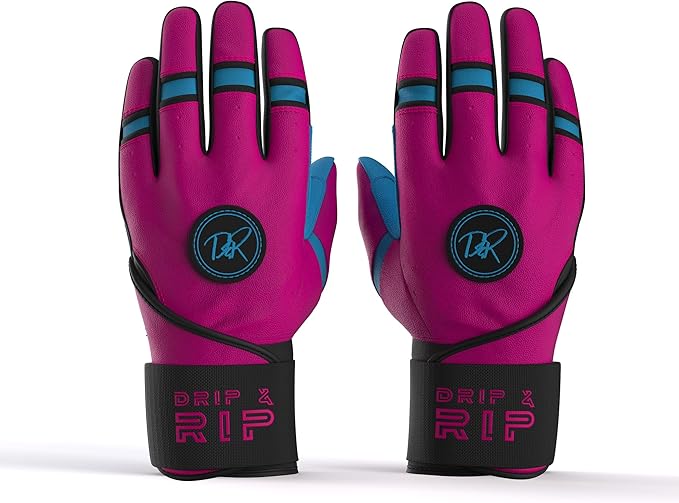 Drip & Rip Baller Series - Youth Batting Gloves + Adult Batting Gloves - for Softball and Baseball - Long Cuff Style for Men and Youth