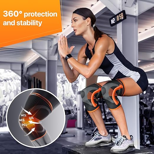 DR. BRACE ELITE Knee Brace with Size Stabilizer (2 Pack) Knee Brace for Women & Men, Workout, Sports, Daily Knee Compression Sleeve for Maximum Knee Pain Support & Fast Recovery (Mars, Large)