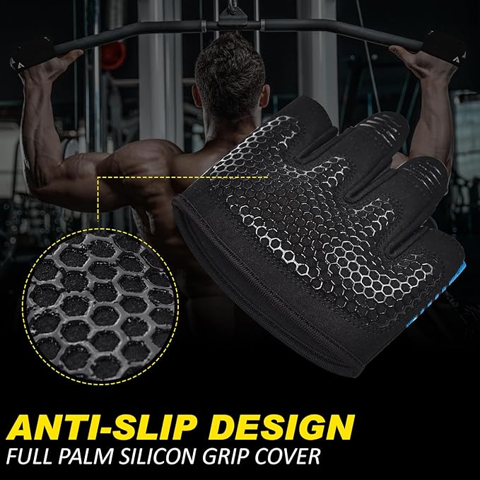 AYRO Minimal Workout Gloves, Short Partial Gym Weight Lifting Gloves Grip Pads for Men & Women with Full Palm Protection & Extra Grip, Best for Weightlifting, Training, Gym & Hand Support