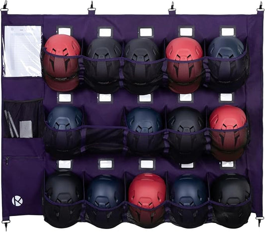 Baseball/Softball Dugout Organizer - 15+ Helmet & Glove Storage Bag, Military-Grade 900D Fabric & 6 Reinforced Steel Hooks