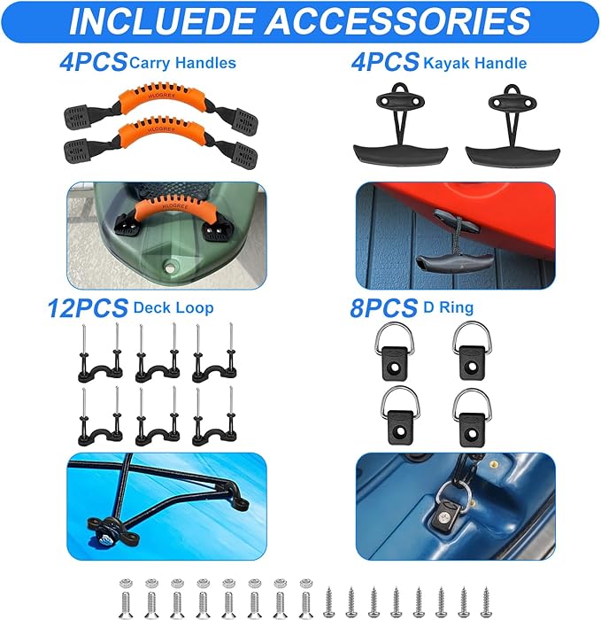 HLOGREE Kayak Seats - 1/2 Pck, Thicken Padded Seat Cushion with Back Support, Canoe & Ocean Sup Compatible