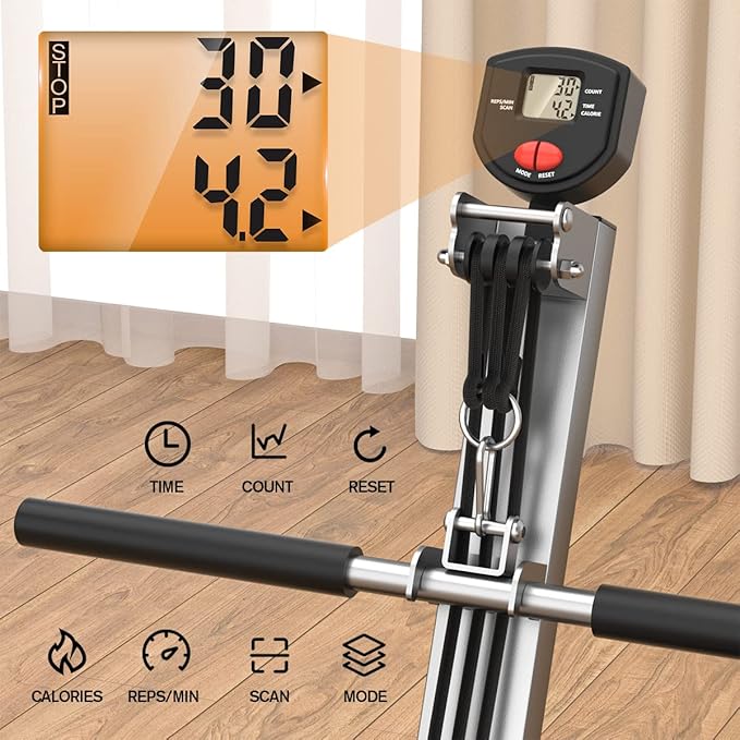 Rowing Machine for Home Use, LUBBYGIM Rowing Machine Foldable Rower with LCD Monitor - Hyper-Quiet & Smooth - 2024 Upgraded Version with 300LBS Loading Capacity