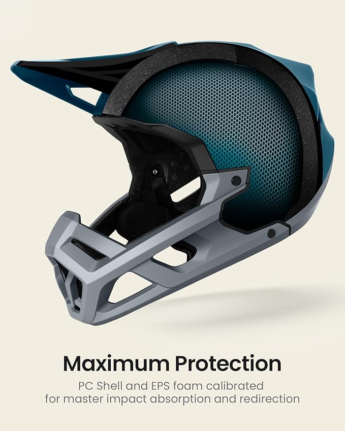 OutdoorMaster Full Face Mountain Bike Helmet for Men & Women-Two Removable Chin Pad Mountain Bike Helmet Grizzly, Ventilation Lightweight Racing Downhill DH BMX MTB Helmet