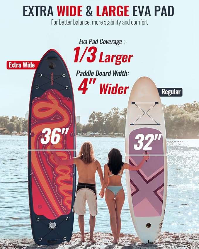 Inflatable Stand Up Paddle Board 12' with Kayak Seat & Dual Paddles – Premium SUP Board for Adults & Families Includes Kayak Conversion Kit, Pump, Leash & Accessories – Stable Wide Deck for Beginners