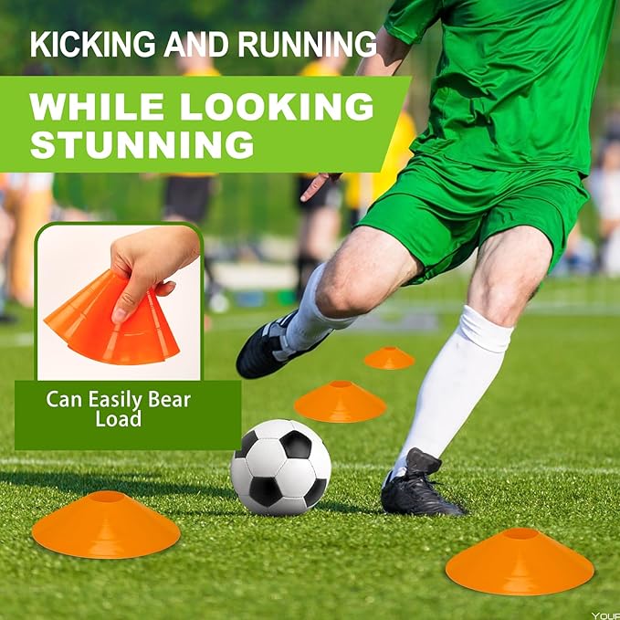 Ashsajkd(Set of 25/50/100 - Agility Soccer Cones with Carry Bag and for ， Football Cones for TrainingFootball, Basketball, Coaching, Agility Cones for Indoor and Outdoor Games