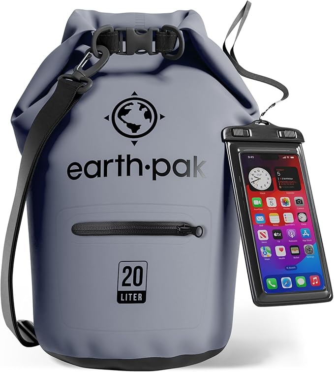 Earth Pak Waterproof Dry Bag with Zippered Pocket - Waterproof Dry Bag Backpack Keeps Gear Dry