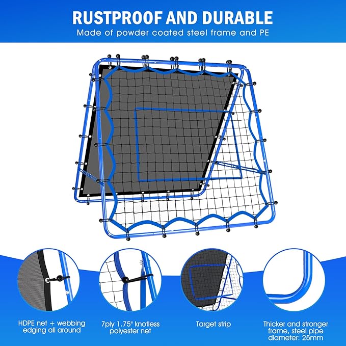 Dual-Sided Soccer Rebounder Net, Fast & Slow Rebound Speed Training for Control, Passing Practice, Easy Setup Baseball/Volleyball Rbounder Pitchback Net Gifts Aids & Equipment for Kids,Teens & Adults