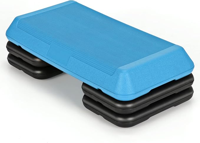 Goplus 29'' Workout Aerobic Stepper, 4”-6”-8” Height Adjustable Step Platform w/ 4 Risers, Non-slip Non-Stick Stepping Surface for Home Gym Exercise Fitness