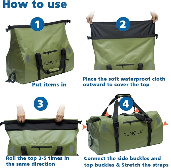 Waterproof Duffel Bag, Large Duffle Bag for Travel Heavy Duty Dry Bag with Durable Strap & Handle for Outdoor Motorcycle Boating Rafting Kayaking Paddleboarding