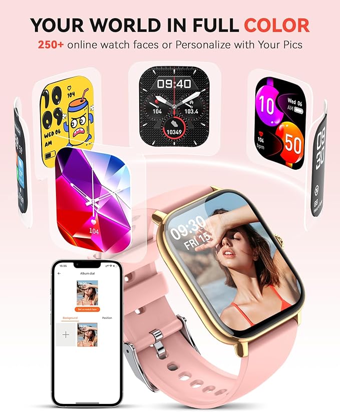 Smart Watch for Women Men, Bluetooth Call, Fitness Step Tracker Watch for Android iPhone Compatible, IP68 Waterproof Smartwatch With Sleep Monitor/Activity Tracker/Pedometer/110+ Sports Modes