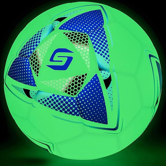 Soccer Balls Glow in The Dark Soccer Ball Size 5, Soccer Gift Night Ball for Teens,Juniors and Adult Indoor Outdoor Play, Fluorescent Light Training Ball with Pump Kit and Carry Net