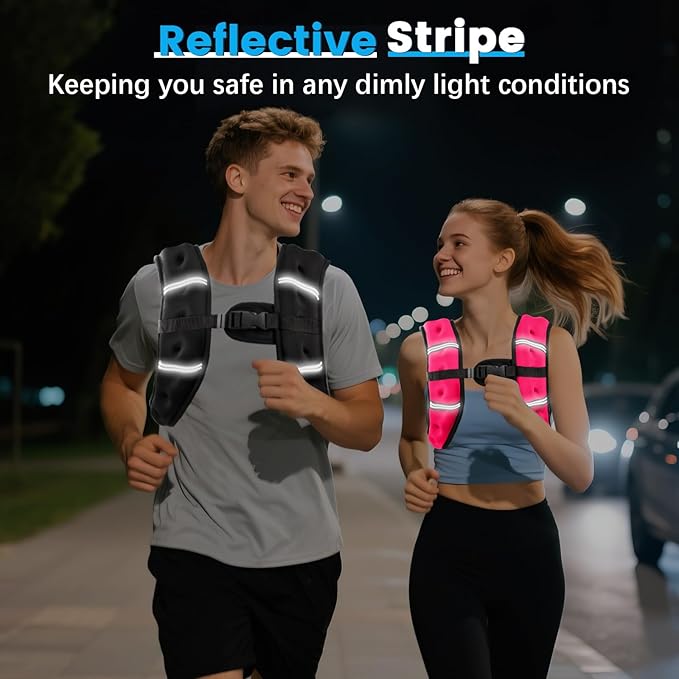 Weighted Vest, 6lb/8lb/12lb/16lb/20lb/30lb for Men, Women with Reflective Stripe, Weight Vests Adjustable for Workout, Strength Training, Running, Fitness, Muscle Building, Weight Loss