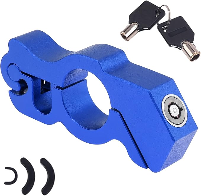 Windance Motorcycle Handlebar Lock Anti Theft Heavy Duty Brake Lever Parking Security Lock for Mopeds Motorbike Bike ATV (Blue)