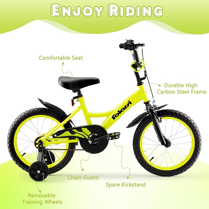 Kids Bike 14 16 18 Inch Bicycle for 3-9 Years Boys Girls Bike，Children's Bicycle with Bell Training Wheels, Multiple Colors