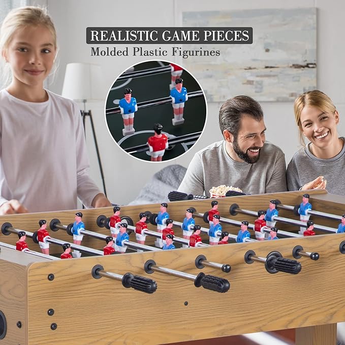 48in Foosball Table, Competition Sized Soccer Table w/ 2 Balls, 2 Cup Holders 2x4ft for Kids, Adults, Suit for 4 Players, Football Table for Home, Game Room, Arcade