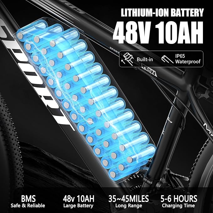 G26 Electric Bike for Adults, 26" Electric Mountain Bike with 750W Peak Brushless Motor, Max 35-45 Miles 25MPH Electric Bicycles, Removable Battery, Ebike for Adults 7-Speed, LCD Display