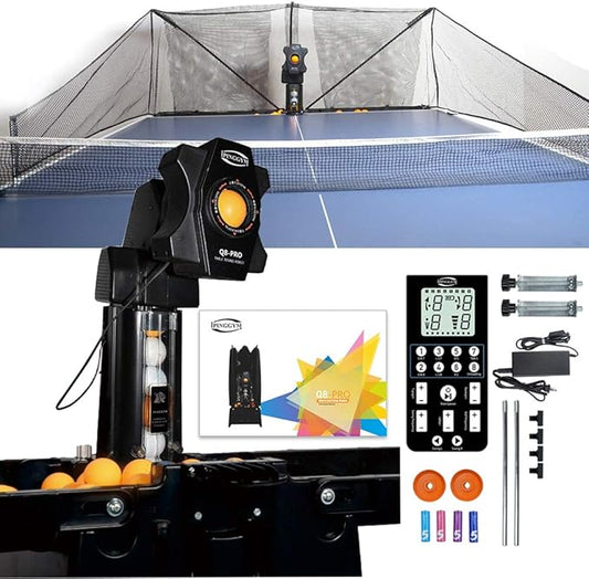 ZXMT Table Tennis Robot Machine Tabletop Ping Pong Robot Trainer with Catch Net and Remote Control for Training(Upgrade Q8)