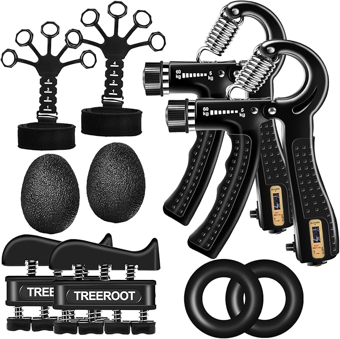 10PCS Grip Strength Trainer Kits, Hand Gripper Strengthener, Forearm Strengthener, Forearm Exerciser, Finger Grip Strengthener, Wrist Strengthener, Stress Relief Ball, Grip Ring, for Muscle Building, Hand Exercisers for Therapy