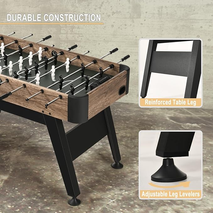 RAYKEE Foosball Table, 54" Soccer Games Table Competition Sized Wooden Table Soccer w/ 2 Balls for Adult Kids Youth Home, Game Room, Office, Party