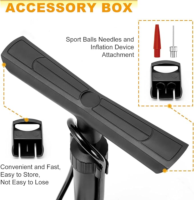 Hycline Bike Floor Pump with Gauge: 160 PSI High Pressure Bicycle Pumps - Durable Air Pump Fits Presta & Schrader Valve - Inflator for Road MTB Tire, Ball, Balloon, Inflatables
