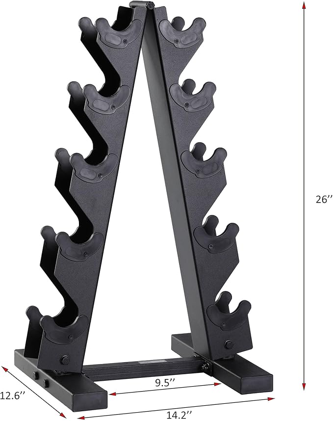 HolaHatha Hexagonal Dumbbell Free Hand Weight Set w/Rack