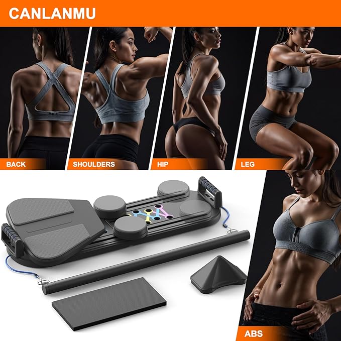 Pilates Board,Pilates Reformer Sets, Multifunctional Abdominal Pilates Board for Home Workout Equipment, Portable Foldable Ab Board Trainer Pilates Exercise Machine,Pilates Board for Women