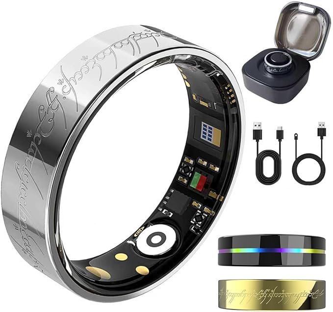 Ultra Smart Ring for Women Men,Health Fitness Tracker with Sleep/Blood Pressure/Oxygen Monitoring, Heart Rate & Activity Tracking,IP68 Waterproof, 5+Day Battery,No Subscription Fee 1-Silver 9