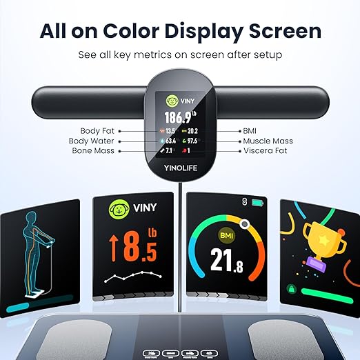 Scale for Body Weight, 8 Electrode Smart Bathroom Scale with BMI Body Fat Muscle Mass 28 Full Body Composition, High Precision Digital Weight Scale with Handle Display, Rechargeable, 400 lbs