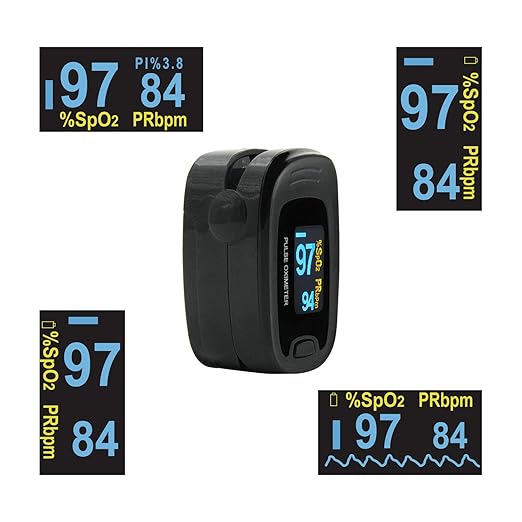 CONTEC CMS50NA Pulse Oximeter Fingertip Blood Oxygen Saturation Monitor SpO2 and PR Value Waveform Blood Oxygen Neck/Wrist Corda, Black
