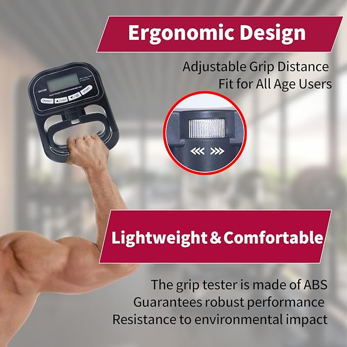 AHTAPFON-Grip Strength Tester Trainer Set-Electronic Hand Dynamometer of 396lbs ＆ Solid Metal Grip Strengthener -Adjustable Resistance of 165lbs-5×Heavy-Duty Springs,Fit Sport Home Gym Workouts