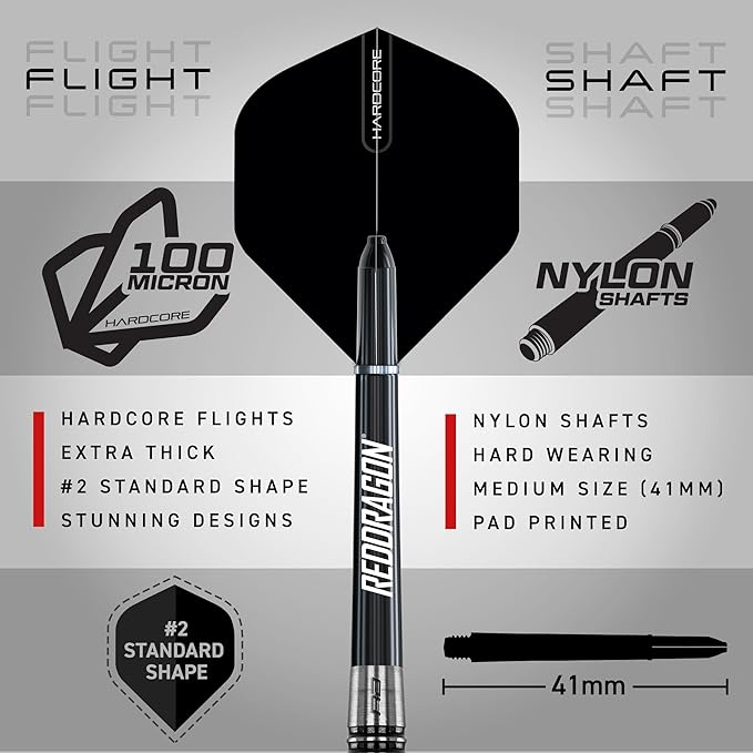 RED DRAGON Pegasus Professional Tungsten Steeltip Darts Set Available in 21, 23, 24, 25, 26, 28, 30 Gram with Flights, Stems (Shafts) and Wallet
