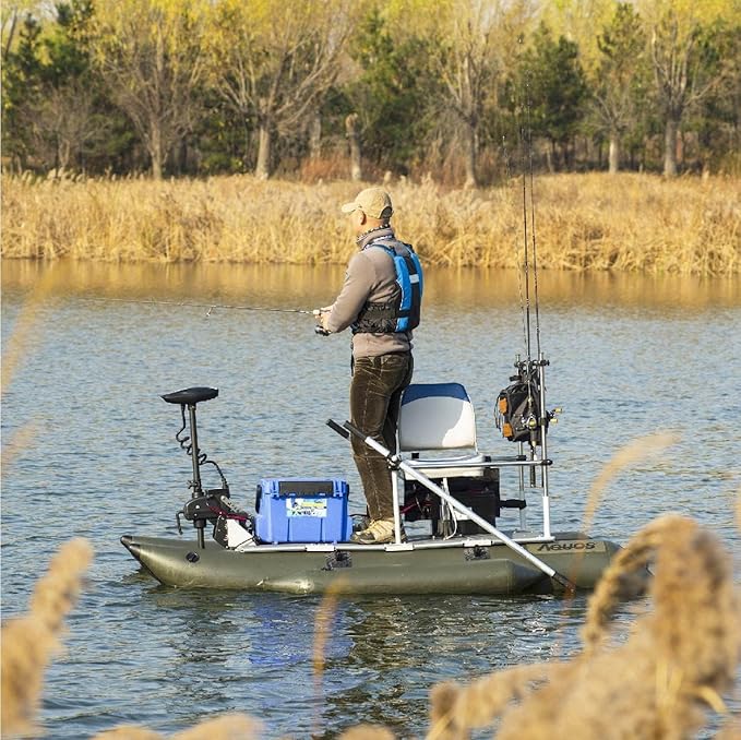Zichen Haswing Black 12V 55LBS 39inch Transom Trolling Motor with Wireless Remote, Foot Control for Inflatable Pontoon Boat, Dinghy Kayak Fishing, One Person Boat Fishing in Saltwater and Freshwater