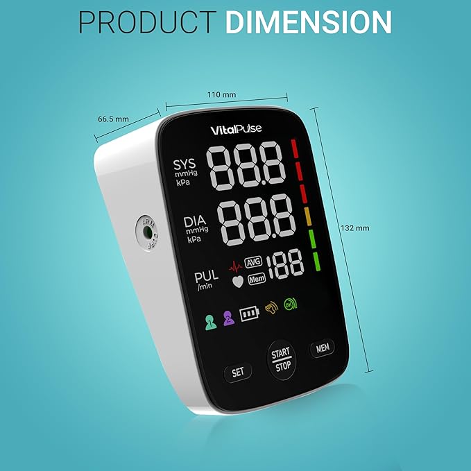 Blood Pressure Monitor - Digital BP Monitor with 8.7” - 16.5” Cuff and 13” - 21” Cuff (Set of 2) Automatic Blood Pressure Cuff for Upper Arm with Large LED Display with 2x120 Reading Memory