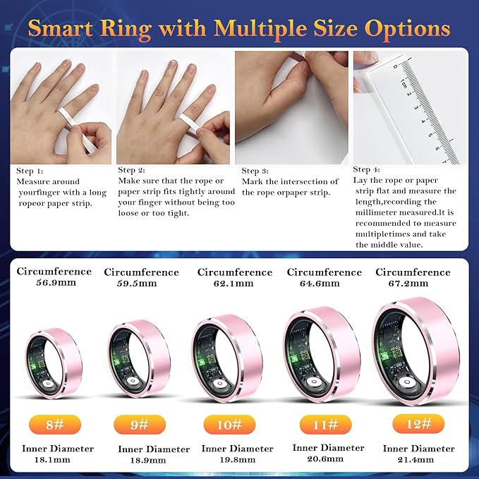 Smart Ring for Women Men-Wearable Fitness Tracker with Sleep Tracking Heart Rate Healthy Monitor Ring Activity Monitoring Steps Calories