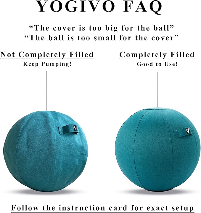 Sitting Ball Chair, Yoga Ball Chair Exercise Ball Chair for Home Office Desk, Stability Ball for Fitness & Pilates, Ergonomic Balance Ball Seat with Cover and Pump
